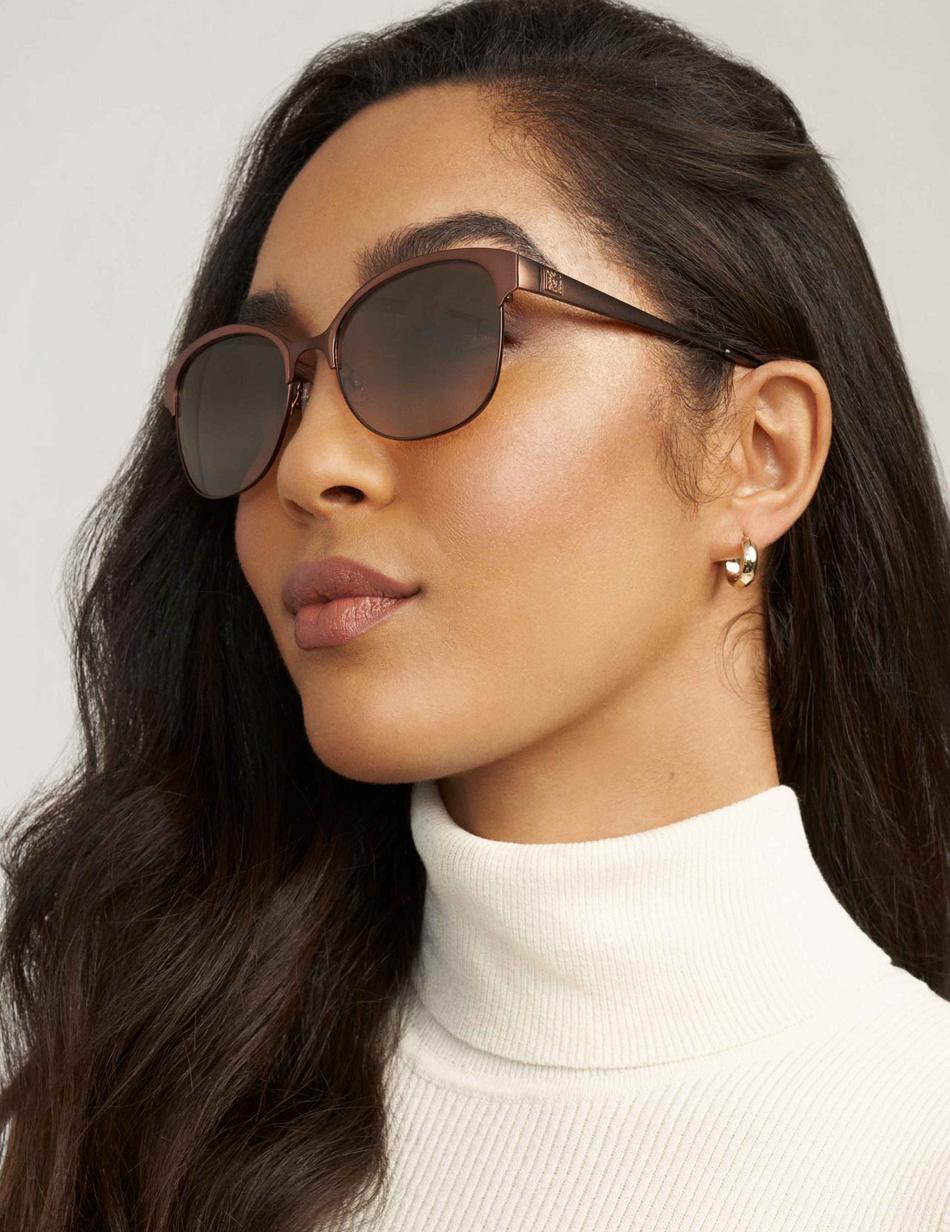 Carré Anne Klein Mocha Two-Tone Metal Sunglasses   | GHN-9987838